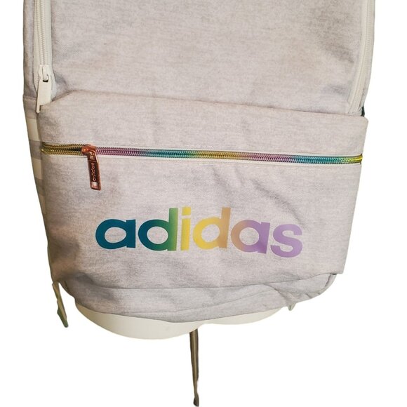 Adidas Classic 3 Stripes Rainbow Light Gray Backpack - Picture 5 of 12